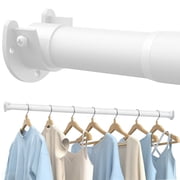 Supforce 17-82in Stepless Adjustable Closet Rods for Hanging Clothes, 1.3in Diameter Heavy Duty Closet Hanging Rod, Matte White