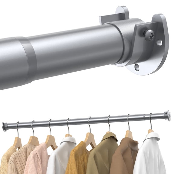 Supforce Closet Rods for Hanging Clothes,17-82in Stepless Adjustable Closet Rod,1.3in Diameter Heavy Duty Closet Hanging Rod, Silver