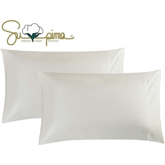 Supima  600 Thread Count  Pillowcase Set of 2, Luxury Hotel Pillow Cases,Soft & Silky Sateen Weave,  Stardand Pillowcase 2 count (, STD)