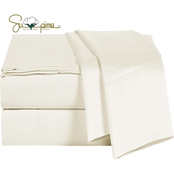 Supima  Sheets 600 Thread Count,Bed Sheet Set  Size Sheets 4 count,Soft & Silky Sateen Weave, Fits Mattress Up to 18",Deep Pocket, Breathable & Fade Resistant(,)