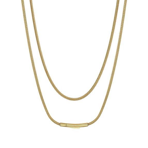 Suplight 2mm Polished Round Snake Chain Necklace for Pendants 14K Gold Plated Stainless Steel