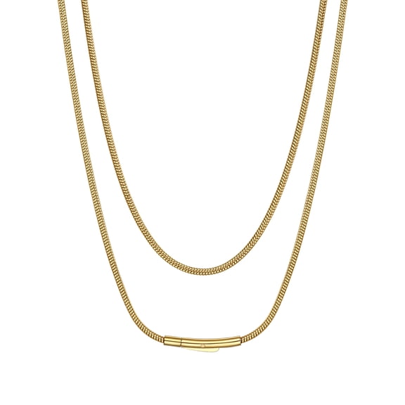 Suplight 2mm Polished Round Snake Chain Necklace for Pendants 14K Gold Plated Stainless Steel