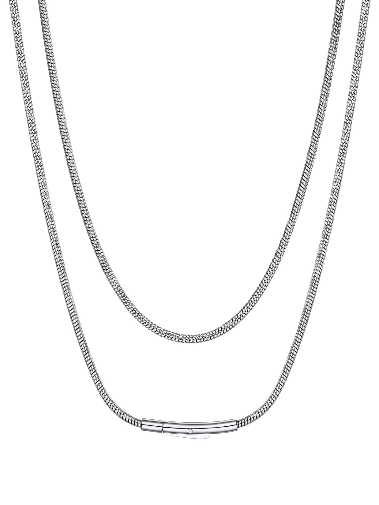 Suplight 2mm Polished Round Snake Chain Necklace for Pendants 14K Gold Plated Stainless Steel