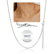 SUPLIGHT 925 Sterling Silver Women Necklace Waterwave Chain for Women 2mm 18"22" Slim Chain Jewelry Gift