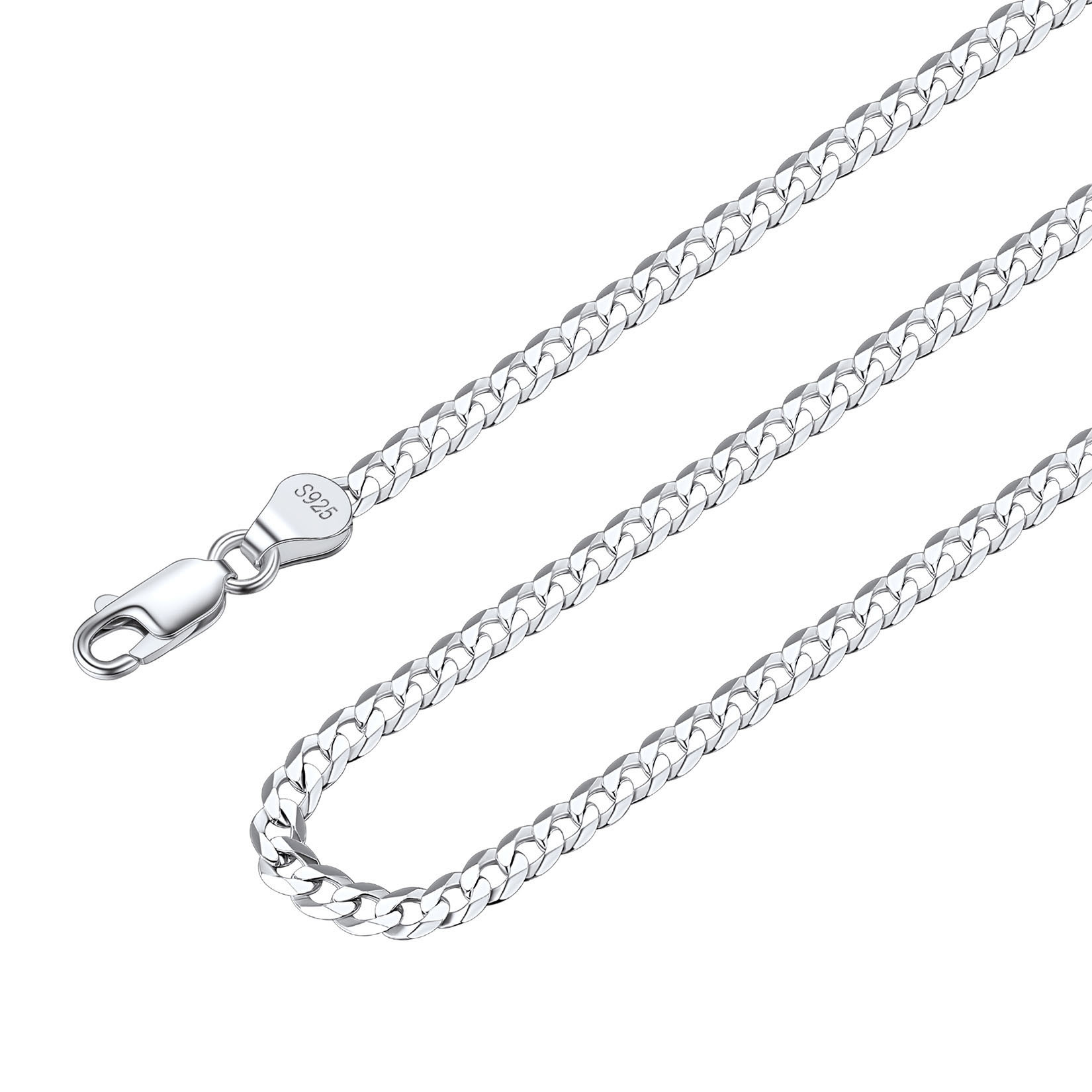 Necklace For Men Silver Layered Chain Pendant Necklace Cuban Link Chain ...