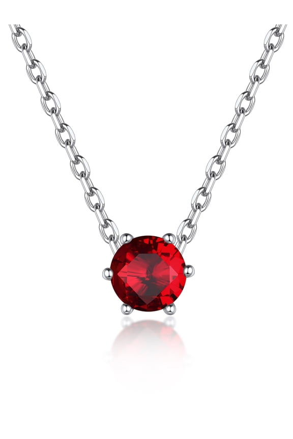 925 Sterling Silver 6 Prong Birthstone Necklace, Dainty Small Crystal Jewelry for Women