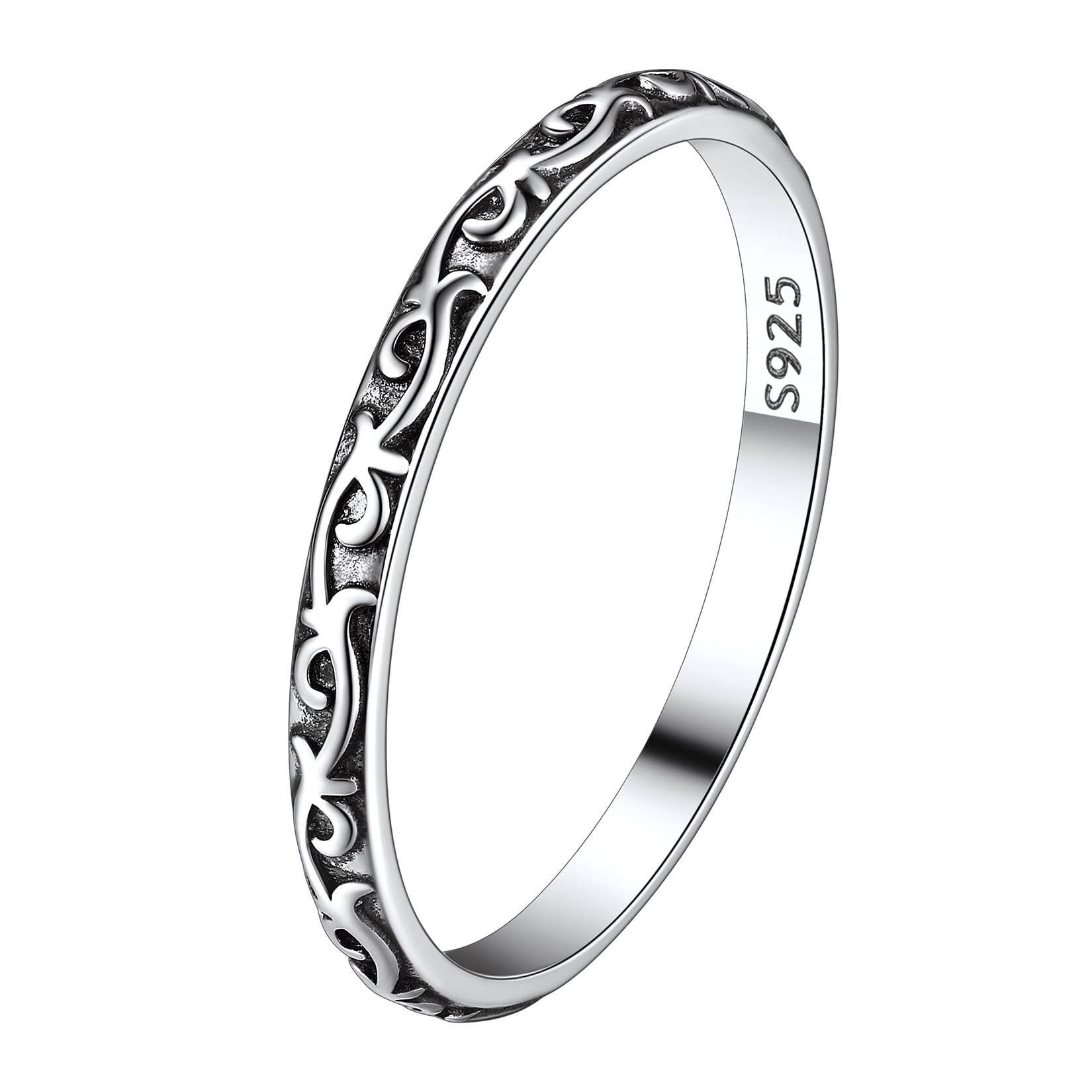 Genuine 925 Sterling Silver Half Chain Band Ring, Chain Ring