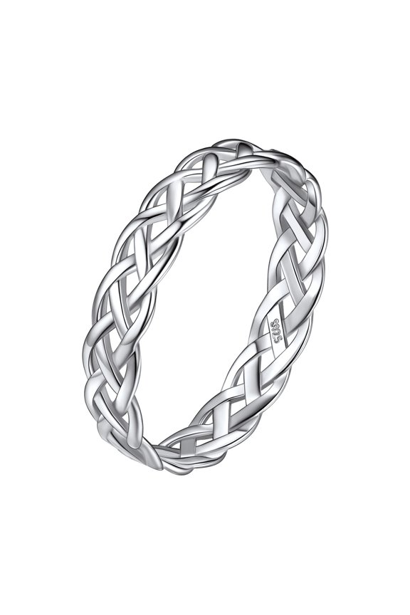 925 Sterling Silver Celtic Knot Band Ring 4mm Irish Celtic Finger Ring for Women Men