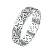 Suplight 925 Sterling Silver Celtic Knot Band Ring 5mm Irish Celtic Finger Ring for Women Men