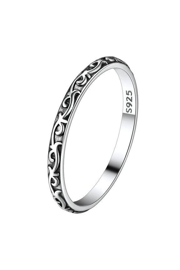 925 Sterling Silver Celtic Knot Rings, 2MM Vintage Eternity Band Ring Jewelry Size 5-12