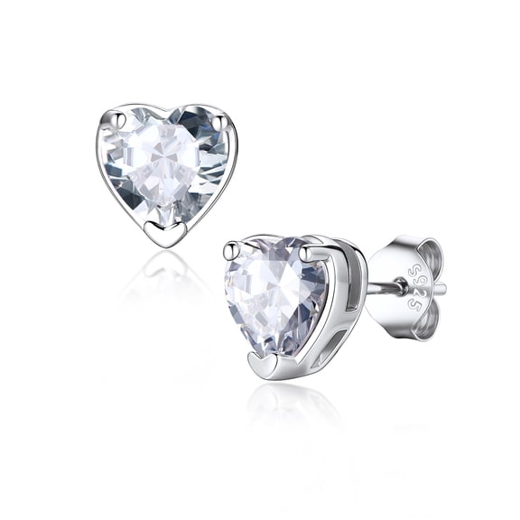 Suplight Heart Earrings for Women 6mm/10mm Birthstone Earrings Valentine's Day Jewelry Gift for Women