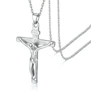 SUPLIGHT 925 Sterling Silver Crucifix Cross Necklace Christian Jesus Penant Necklace for Women Men