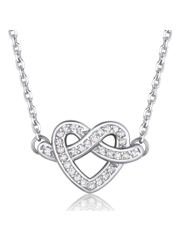 925 Sterling Silver Cubic Zirconia Infinite Love Shape Necklace Love Gifts for Women