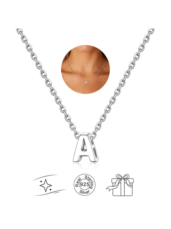 925 Sterling Silver Initial Necklace for Women Hypoallergenic Dainty Simple Alphabet Letter A Pendant Personalized Jewelry Gifts for Daughter Wife Birthday