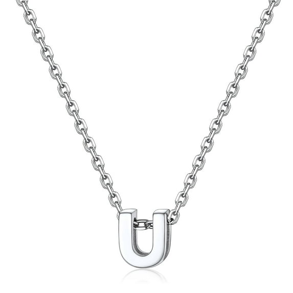 Suplight 925 Sterling Silver Dainty Initial A-Z Alphabet Letter Pendant Necklace for Women