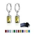 thumbnail image 1 of Suplight 925 Sterling Silver Emerald Cut Birthstone Hoop Dangle Earrings, Women Cubic Zirconia Crystal Drop Earrings, 1 of 10