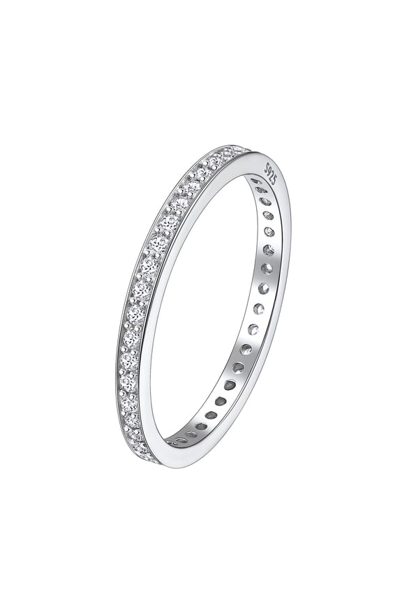 925 Sterling Silver Eternity Rings Cubic Zirconia Simulated Diamond Stackable Wedding Engagement Bands for Women