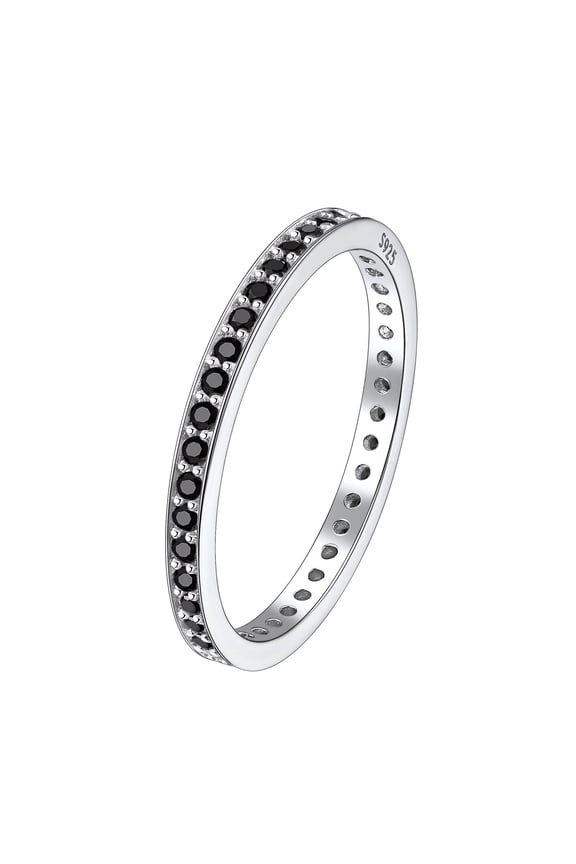 925 Sterling Silver Eternity Rings Cubic Zirconia Simulated Diamond Stackable Wedding Engagement Bands for Women