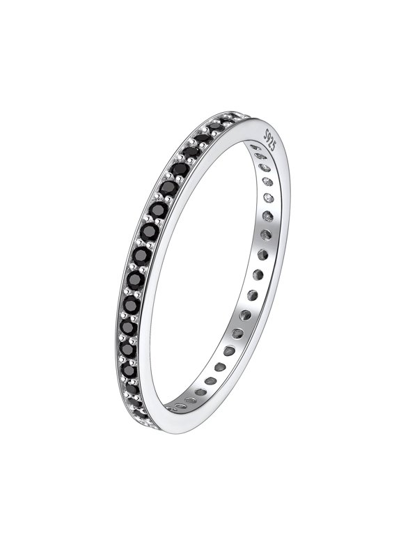 925 Sterling Silver Eternity Rings Cubic Zirconia Simulated Diamond Stackable Wedding Engagement Bands for Women