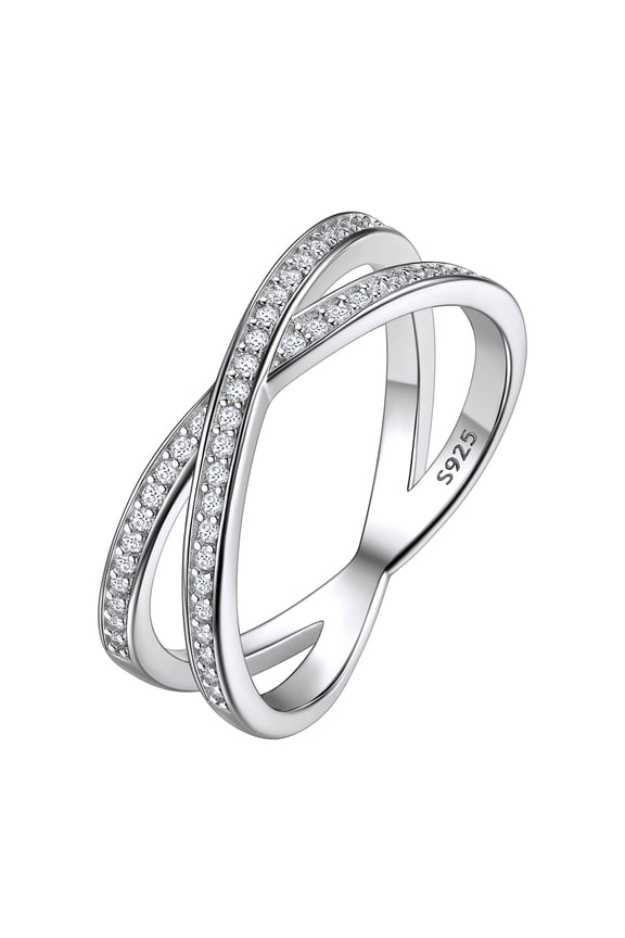 925 Sterling Silver Eternity Rings Cubic Zirconia Simulated Diamond Stackable Wedding Engagement Bands for Women