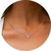925 Sterling Silver Heart Initial Pendant Necklace CZ Letter Necklace for Women Jewelry Gift