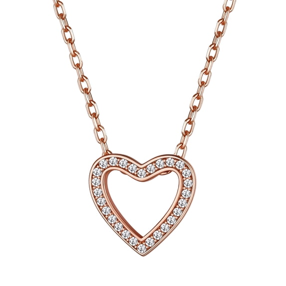 Suplight 925 Sterling Silver Heart Pendant Necklace CZ Necklace for Women Jewelry Gift