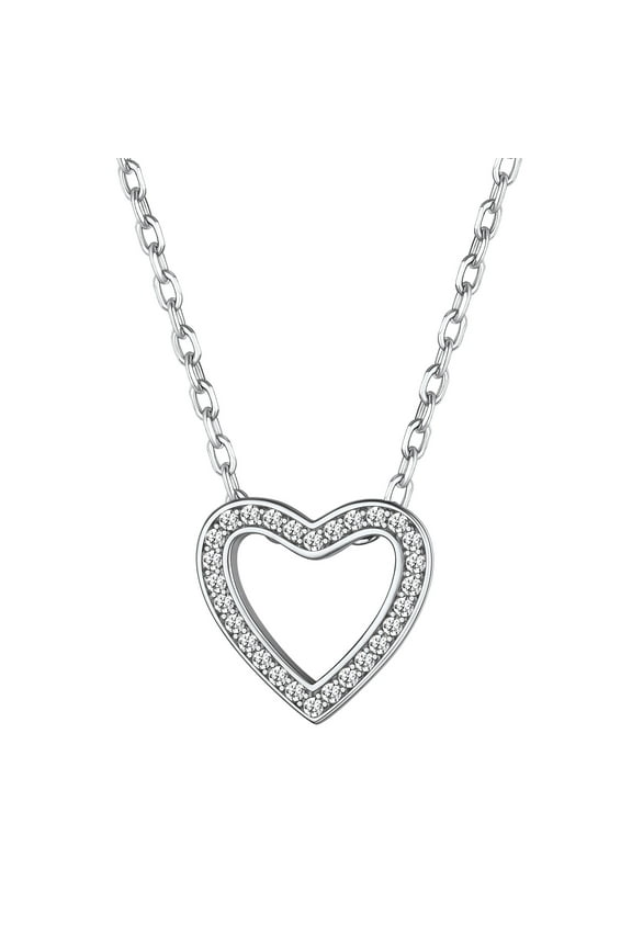 925 Sterling Silver Heart Pendant Necklace CZ Necklace for Women Jewelry Gift