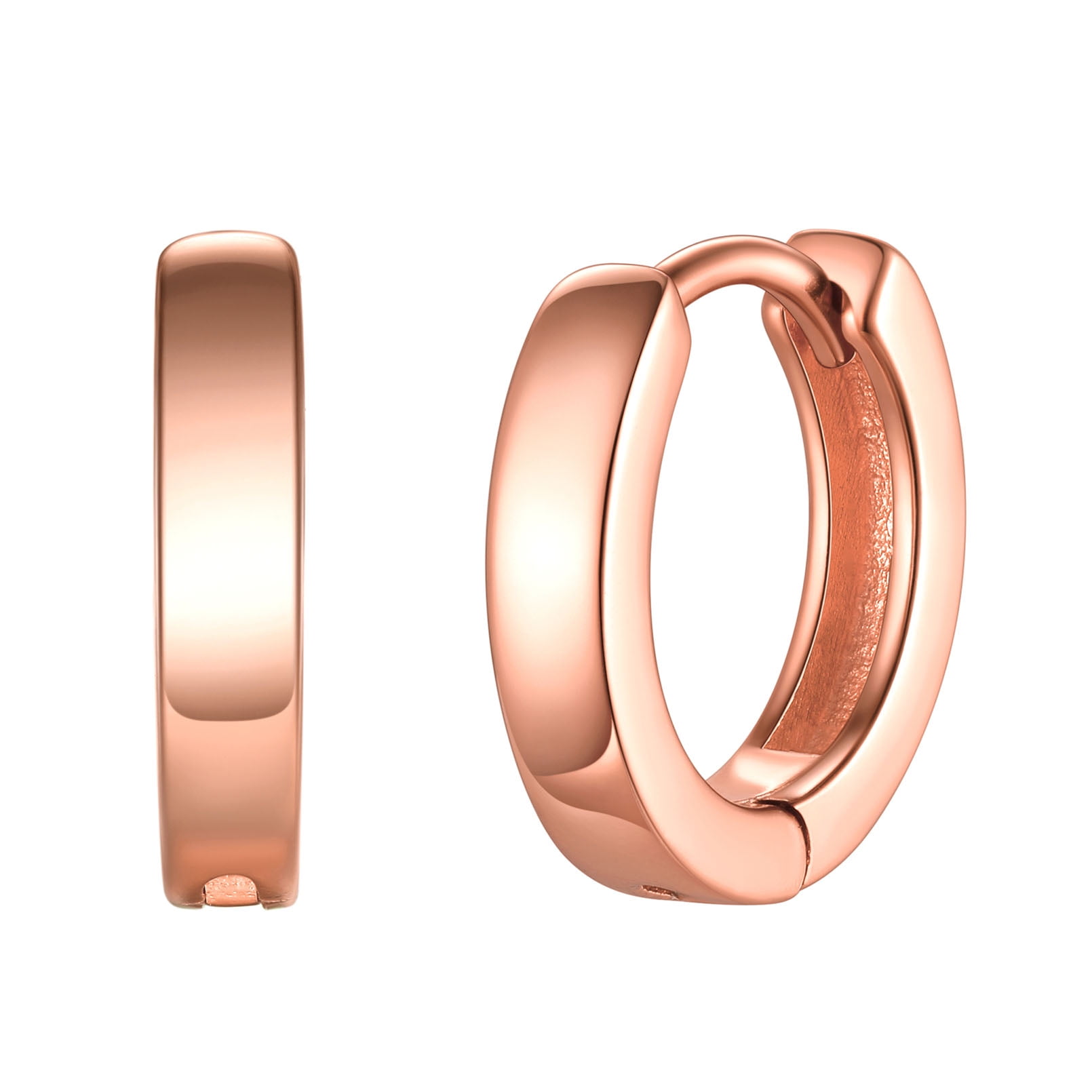 Suplight 925 Sterling Silver Huggie Earrings for Women Plain Hoop Earrings, Gold/Rose Gold/Black Plated