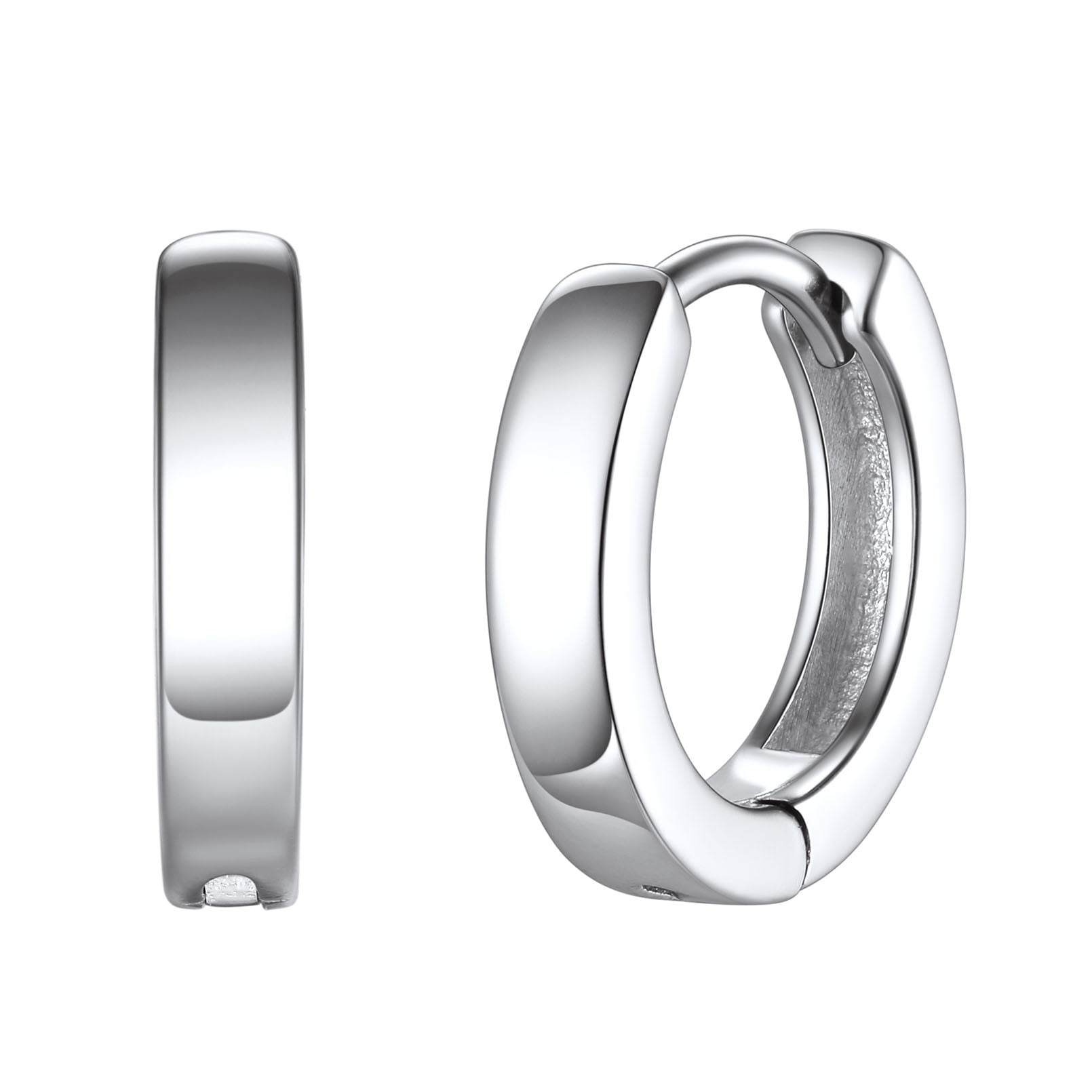 Suplight 925 Sterling Silver Huggie Earrings for Women Plain Hoop Earrings, Gold/Rose Gold/Black Plated