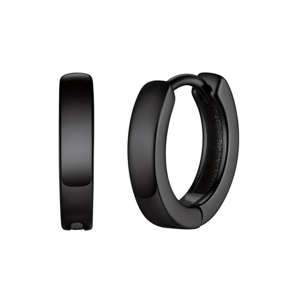 Suplight 925 Sterling Silver Huggie Earrings for Women Plain Hoop Earrings, Gold/Rose Gold/Black Plated