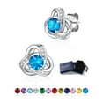 thumbnail image 1 of Suplight 925 Sterling Silver Love Shape Knot Birthstone Stud Earrings for Women Gifts Sparkle Round Cut, 1 of 9