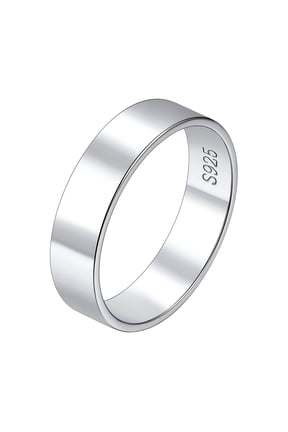 925 Sterling Silver Polished Band Rings, 5mm Wedding Engagement Bands for Women Men Gift