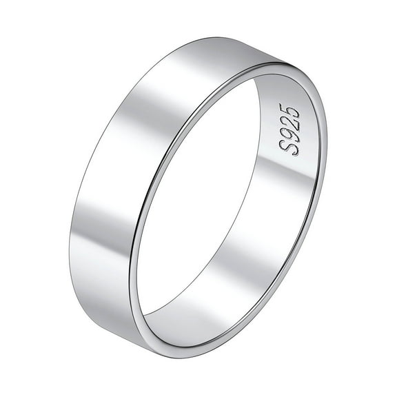 Suplight 925 Sterling Silver Polished Band Rings, 5mm Wedding Engagement Bands for Women Men Gift