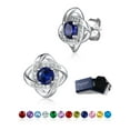 thumbnail image 1 of Suplight 925 Sterling Silver Quadrangle Love Shape Knot Sparkle Round Cut Birthstone Stud Earrings for Women Gifts, 1 of 10