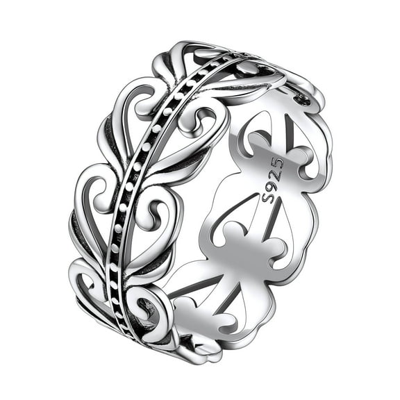 Suplight 925 Sterling Silver Retroc Celtic Knot Band Ring 8mm Irish Celtic Finger Ring for Women Men
