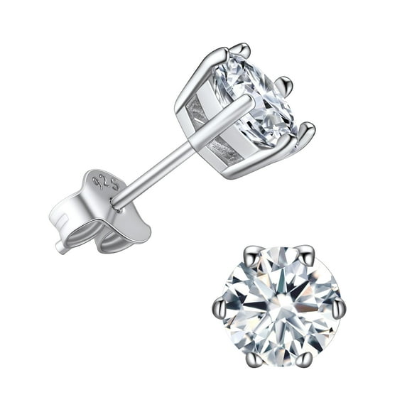 Suplight 925 Sterling Silver/Rose Gold Plated Simulated Diamond Black Cubic Zirconia Stud Earrings for Women Men