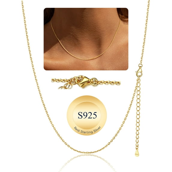 Suplight Silver Chain for Women 925 Sterling Silver Necklace 1.5MM Sturdy Thin Chain for Women Gift