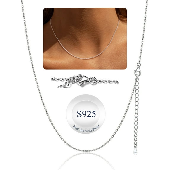 Suplight Silver Chain for Women 925 Sterling Silver Necklace 1.5MM Sturdy Thin Chain for Women Gift