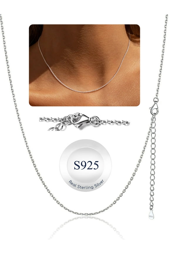 Silver Chain for Women 925 Sterling Silver Necklace 1.5MM Sturdy Thin Chain for Women Gift