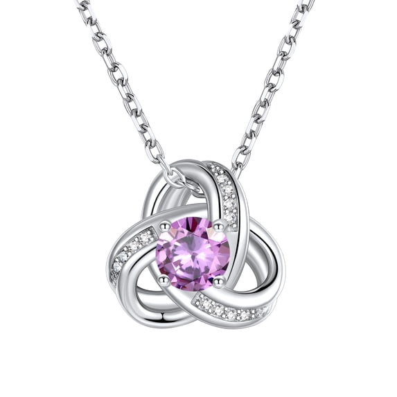 Suplight 925 Sterling Silver Triangle Love Shape Knot Birthstone Necklace Love Gifts for Women