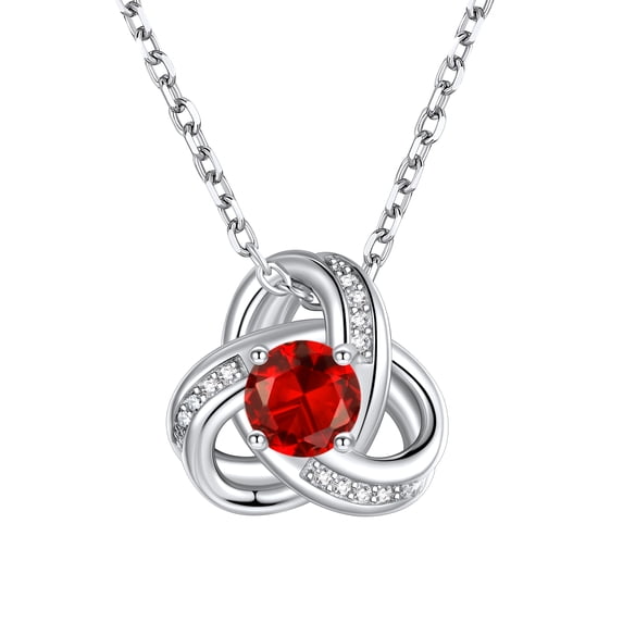 Suplight 925 Sterling Silver Triangle Love Shape Knot Birthstone Necklace Love Gifts for Women