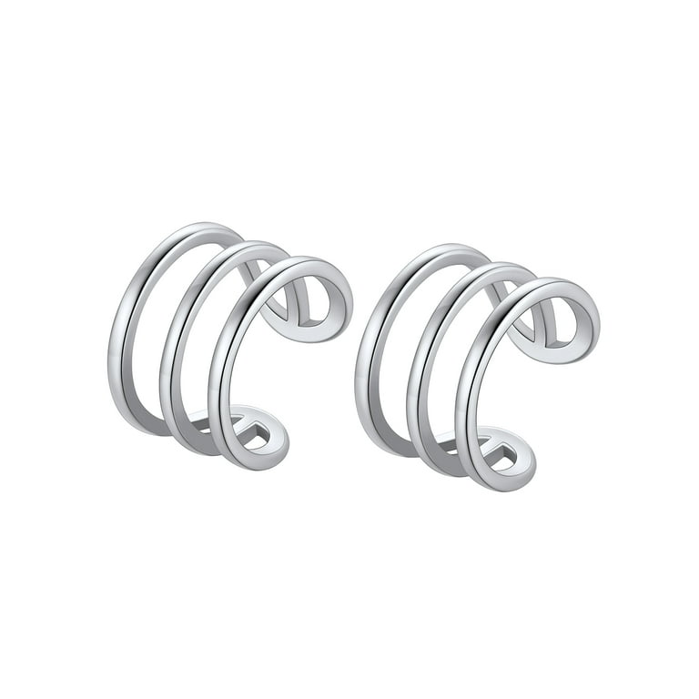 Suplight 925 Sterling Silver White Gold Plated Ear Cuffs Earrings