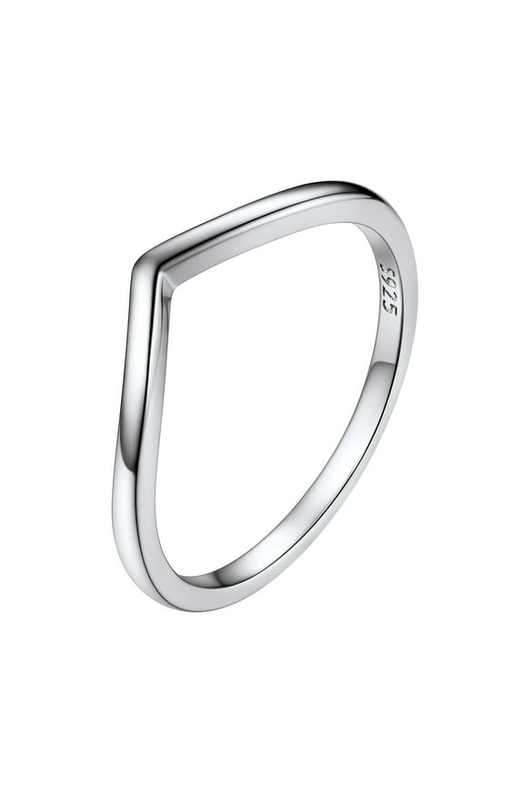 925 Sterling Silver Wishbone Ring Dainty V Shaped Wedding Band Engagement Promise Ring for Women