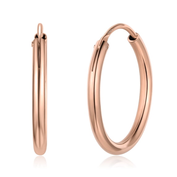 Suplight 925 Sterling Silver Women Silver Earrings Small Large Thin Endless Hoop Earrings 15/20/30/50/70mm