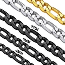Suplight Black Figaro Chain For Men 6MM 18 inch Stainless Steel Figaro Link Chain Choker Necklace For Women