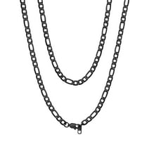 Suplight Black Figaro Chain For Men 6MM 18 inch Stainless Steel Figaro Link Chain Choker Necklace For Women