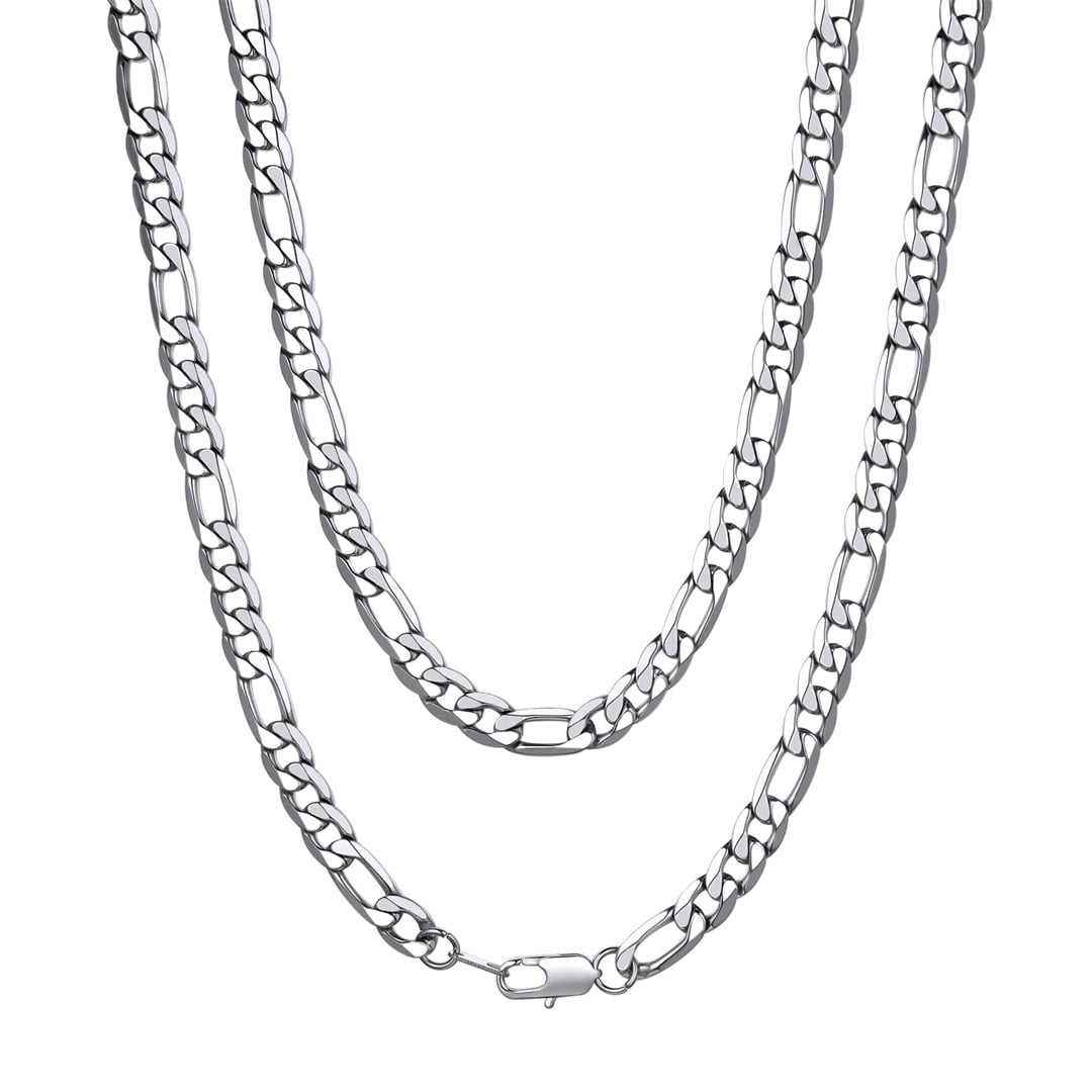 Suplight Black Figaro Chain For Men 6MM 18 inch Stainless Steel Thick ...
