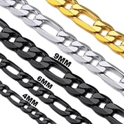 Necklace for Men Women Black Figaro Chain Stainless Steel Figaro Link Chain Men Necklace Gift