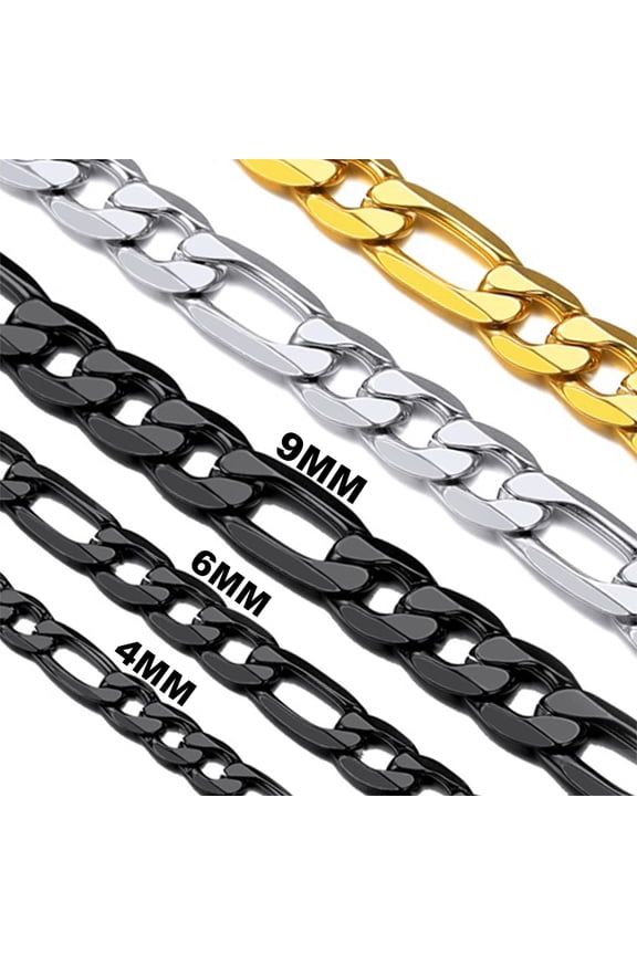 Necklace for Men Women Black Figaro Chain Stainless Steel Figaro Link Chain Men Necklace Gift