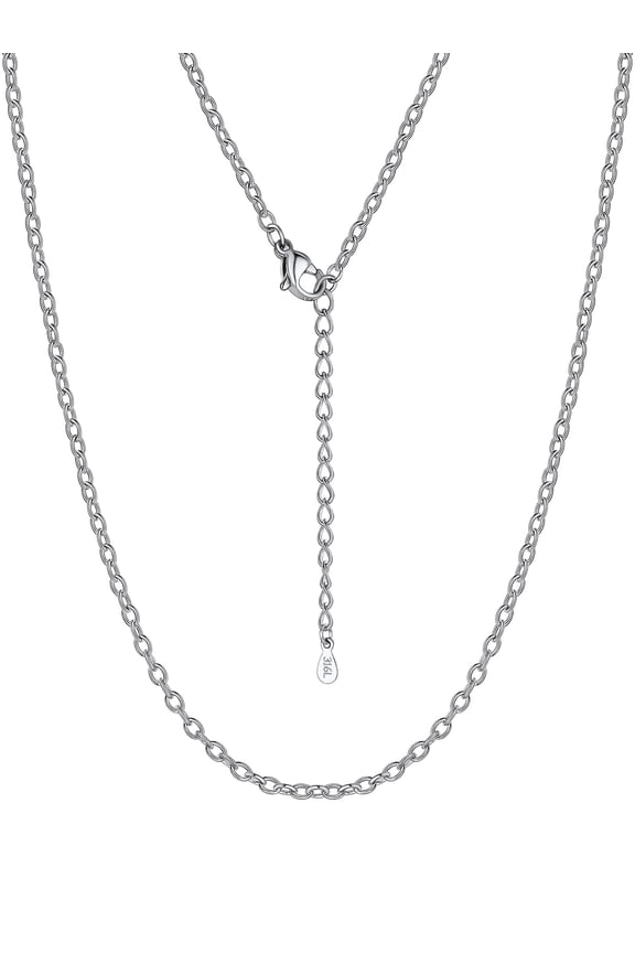 Chain for Women Thin Sturdy 2mm Rolo Cable Chain for Pendants 16"-18" Stainless Steel